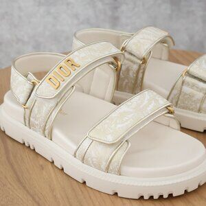Dior Cream and Gold Sandals with Adjustable Straps